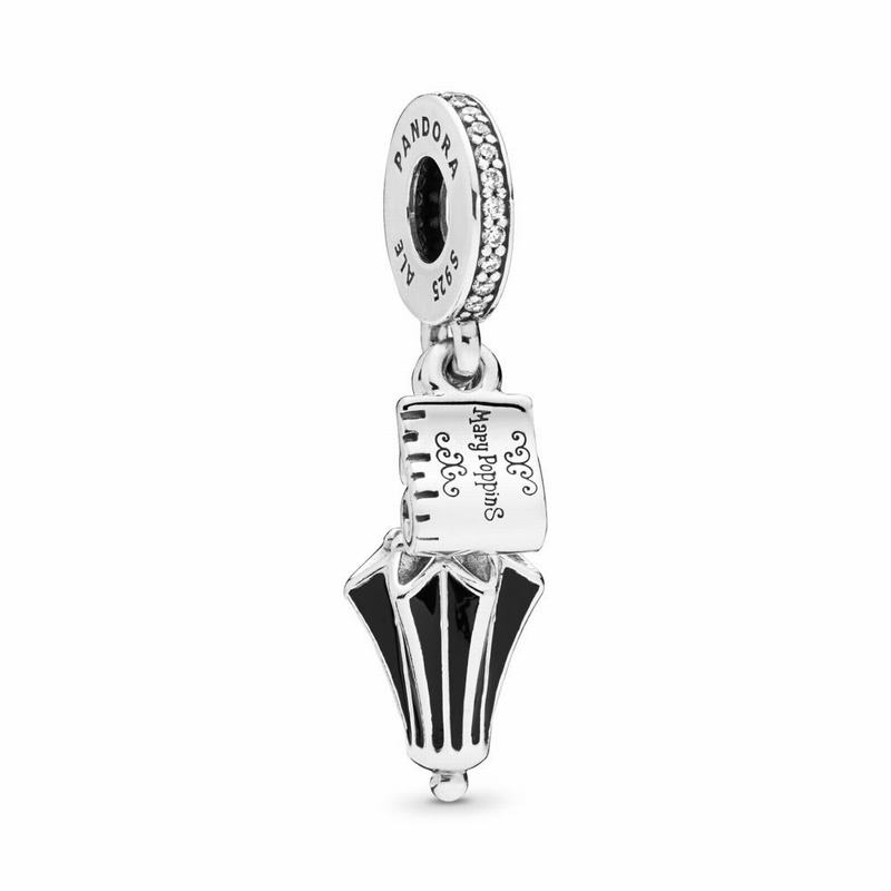 Pandora Disneyr Mary Poppins’ Umbrella Dangle Charm - Sterling Silver/Enamel/Black/Cubic Zirconia -